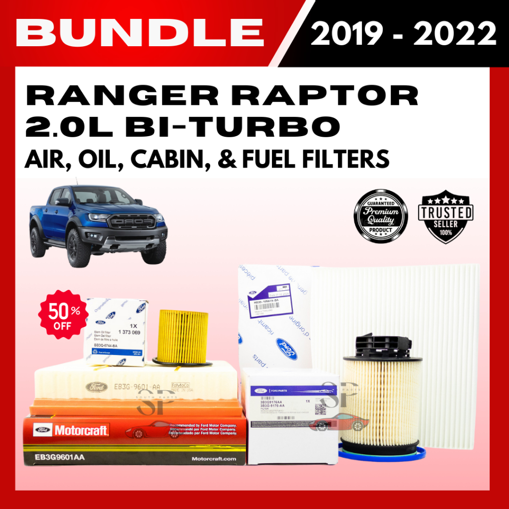 BUNDLE SALE! CABIN, AIR, OIL, & FUEL FILTERS for RANGER RAPTOR 2.0L BI ...