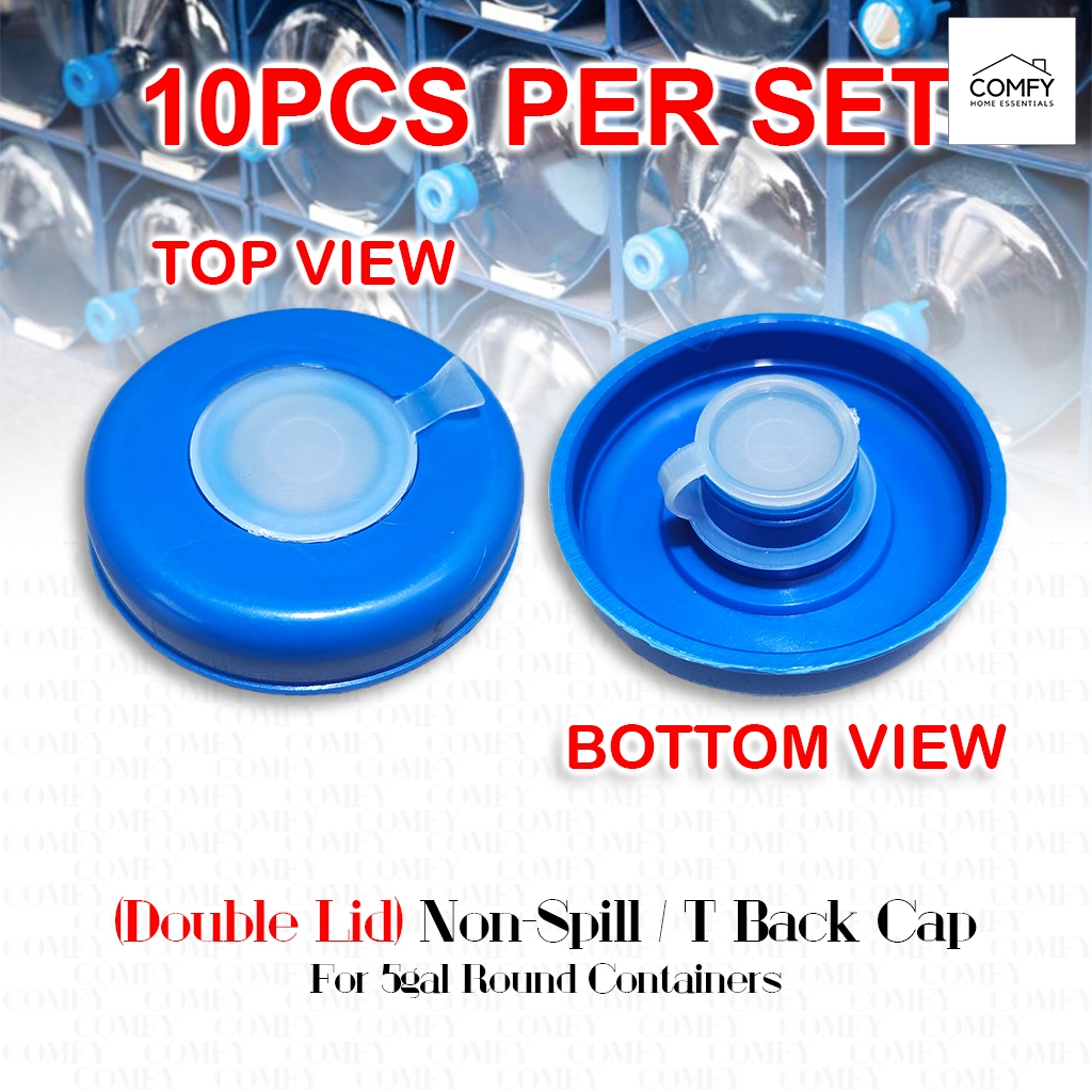 10PCS (Double Lid) High Quality Non-Spill Cap T Back Cap 5 Gallon ...