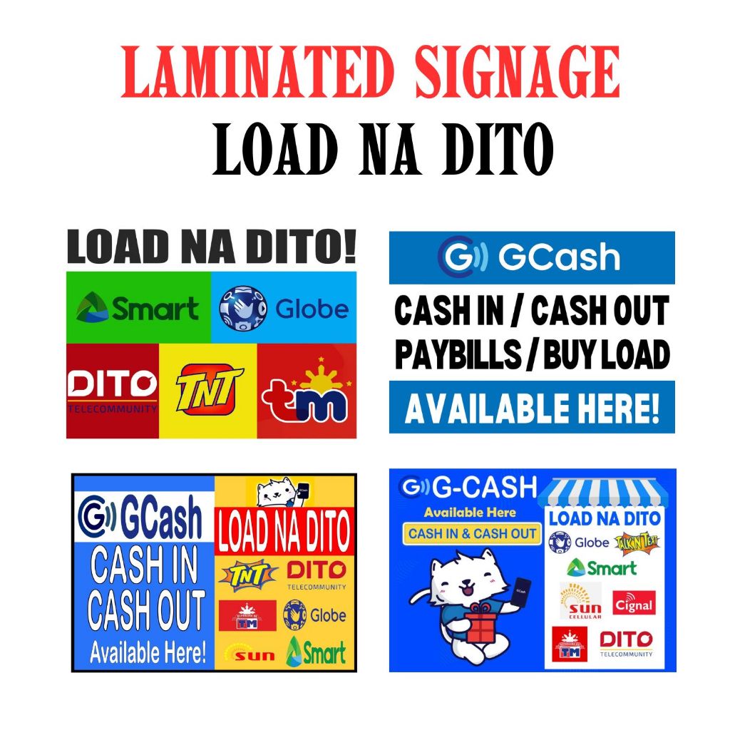 LOAD NA DITO PAYBILL SIGNAGE LAMINATED A4 | Shopee Philippines