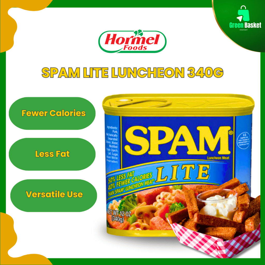 Spam Lite Luncheon Meat 340g - Low Fat, Low Calorie, Delicious Can Food ...