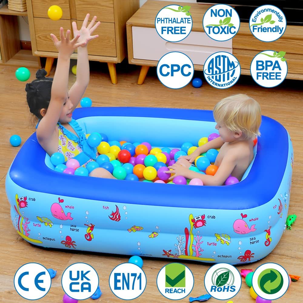 Inflatable Kiddie Pool Kids Swimming Pool with Inflatable Soft Floor ...