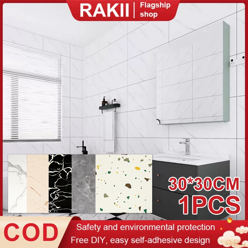 3D Marble Stickers 30*30cm waterproof wallpaper for bathroom PVC tiles ...