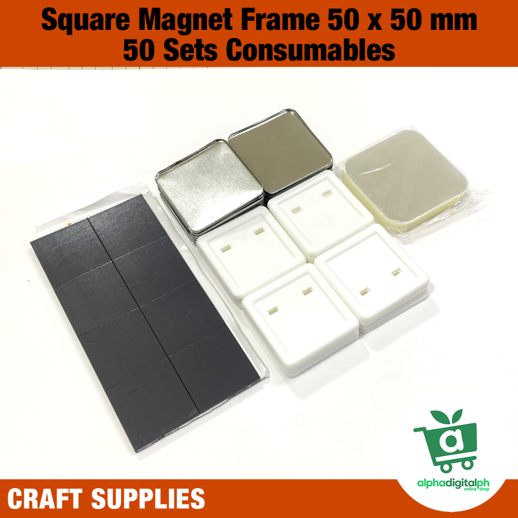 Square Badge Magnet / Pin 50 x 50mm Consumables 50 pcs Per Set | Shopee ...