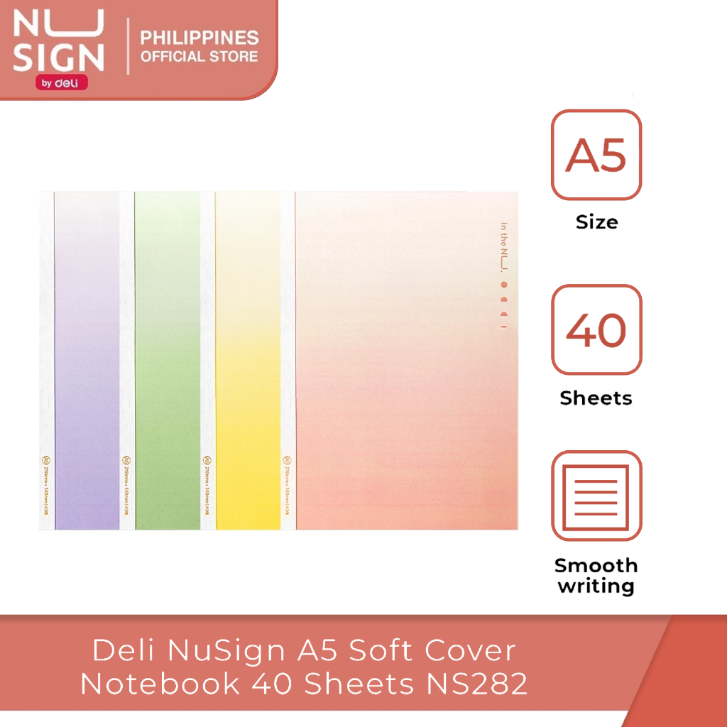 Deli NuSign A5 Soft Cover Notebook 40 Sheets NS282 | Shopee Philippines