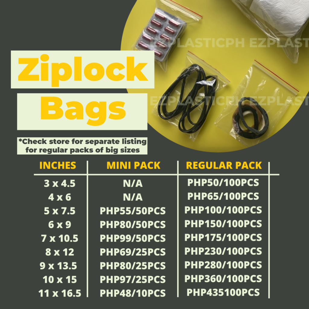 Lock Zip Resealable PE Plastic Bags | Zipper | 3 to 11 inches | Shopee ...