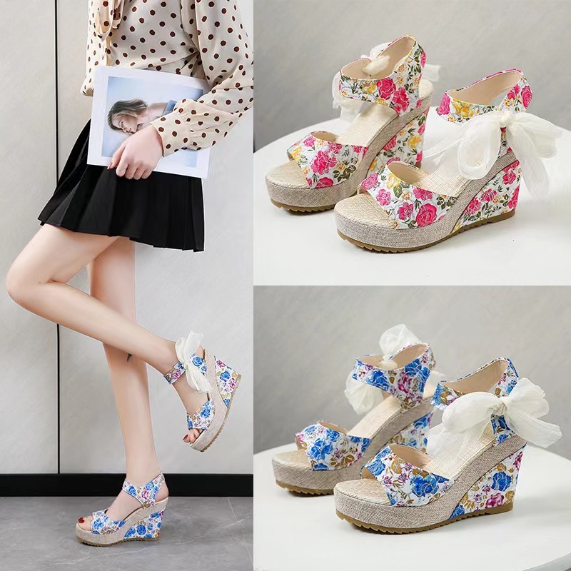 FLoral Sandals With Ribbon 2nch Highheels for Women Elegant wear ...
