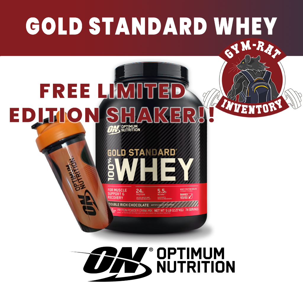 Optimum Nutrition Whey Protein 5 lbs Gold Standard 100 With Free