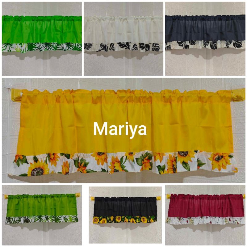 Plain Valancer With Printed Raffols Window Curtain Small Curtain ...