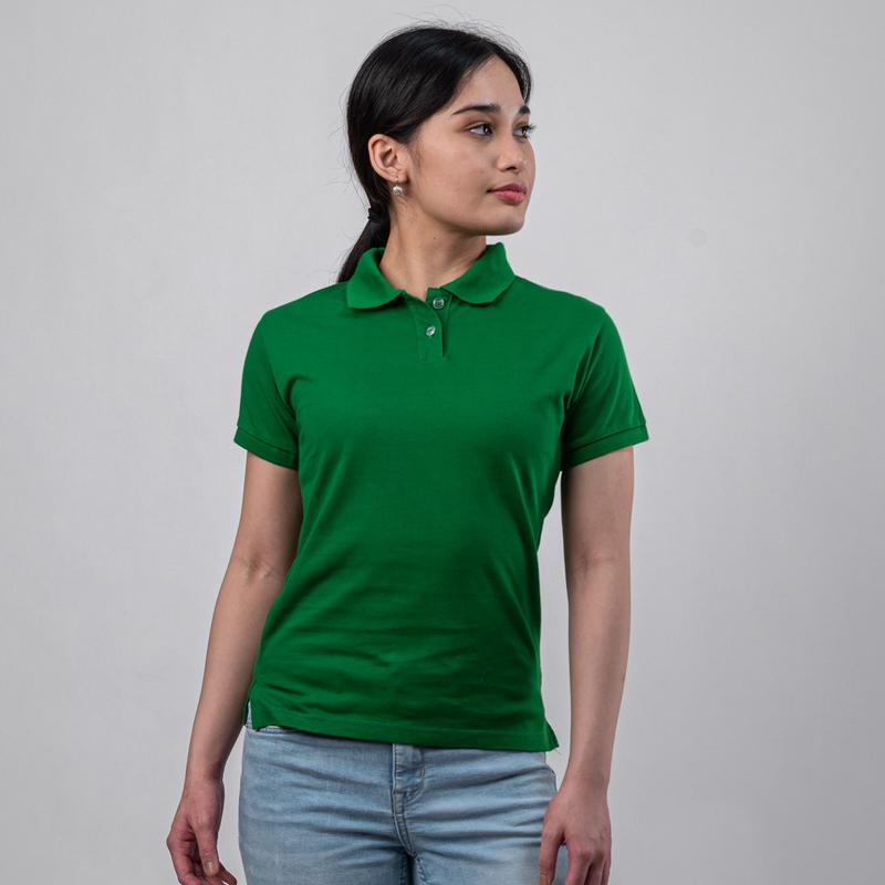 Ladies green polo shirt online