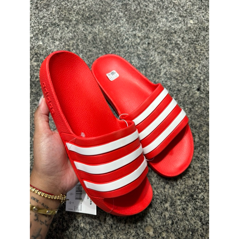 Adidas flip flops red clearance