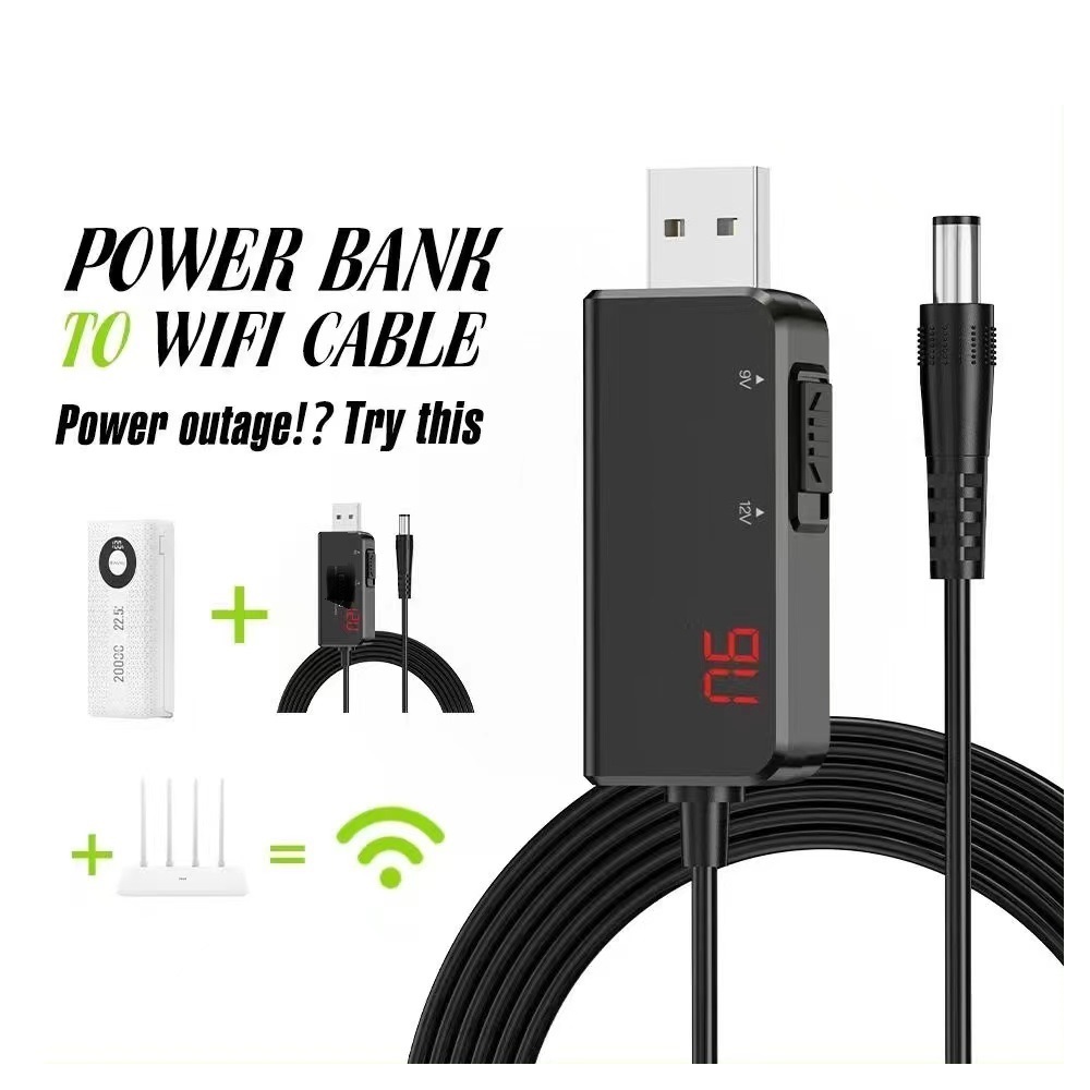 DC 5V To 12V USB Cable WiFi To Powerbank Cable Adjustable Voltage ...
