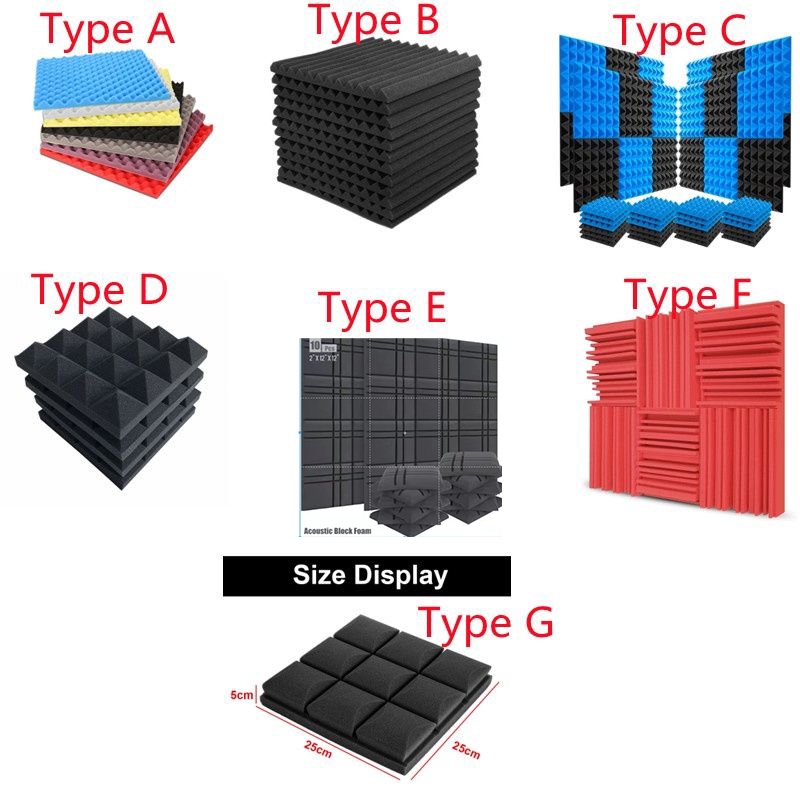 12 Pack 25*25*5cm Durable Soundproofing Soundproof Foam Studio Foams ...