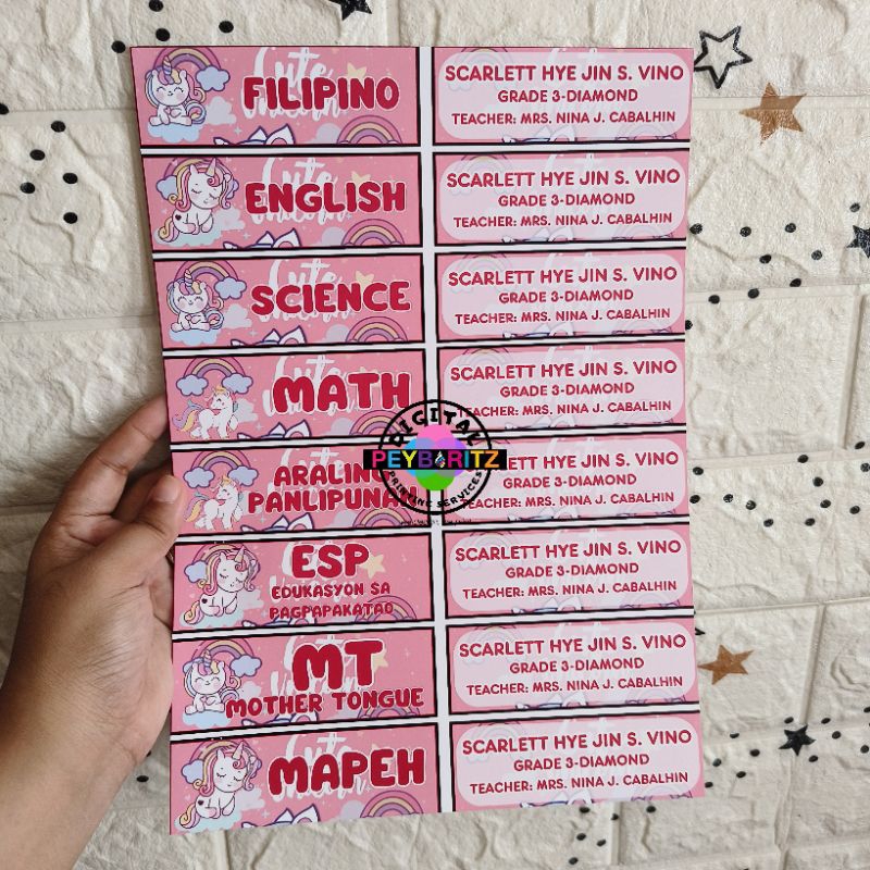 WATERPROOF SUBJECT STICKERS / NAME STICKERS | Shopee Philippines