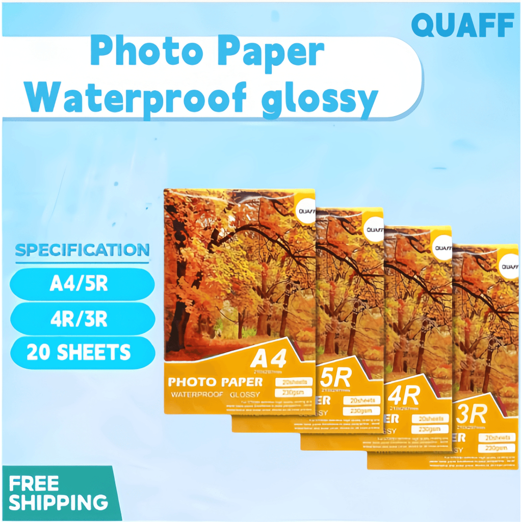 Quaff Inkjet Glossy Photo Paper 3r 4r 3r A4 Size 180gsm And 230gsm 20sheetspack Shopee 5554