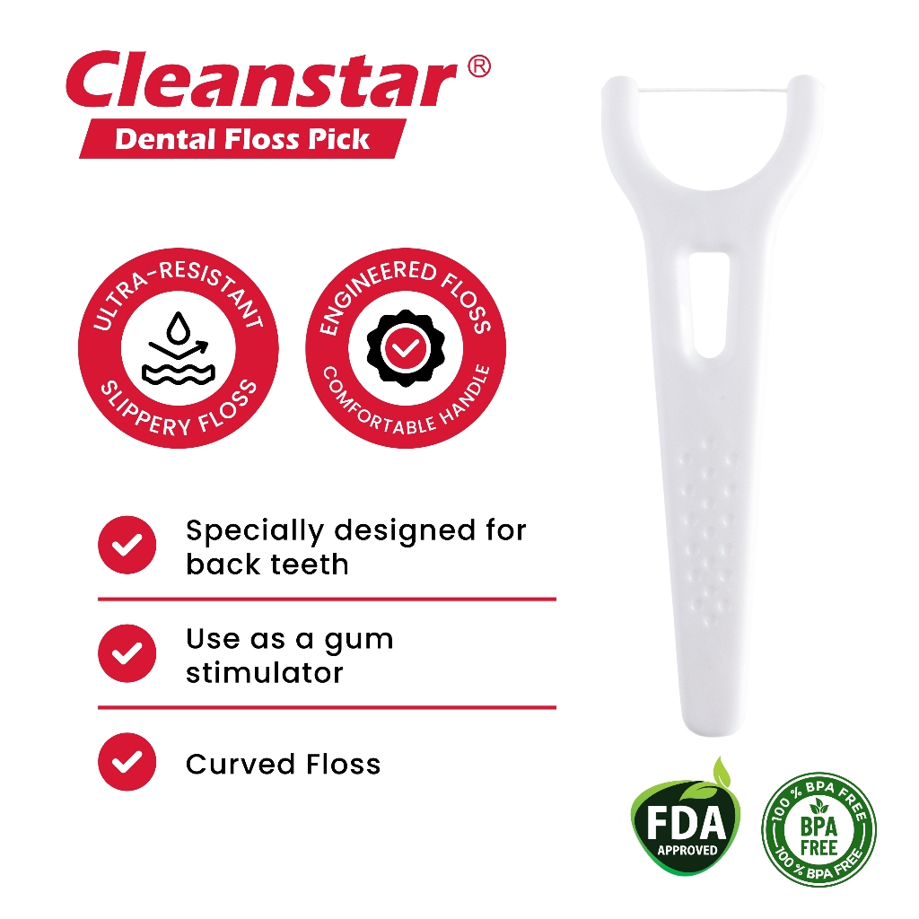 CleanStar Dental Floss Pick Back Teeth Can 30pcs | Shopee Philippines