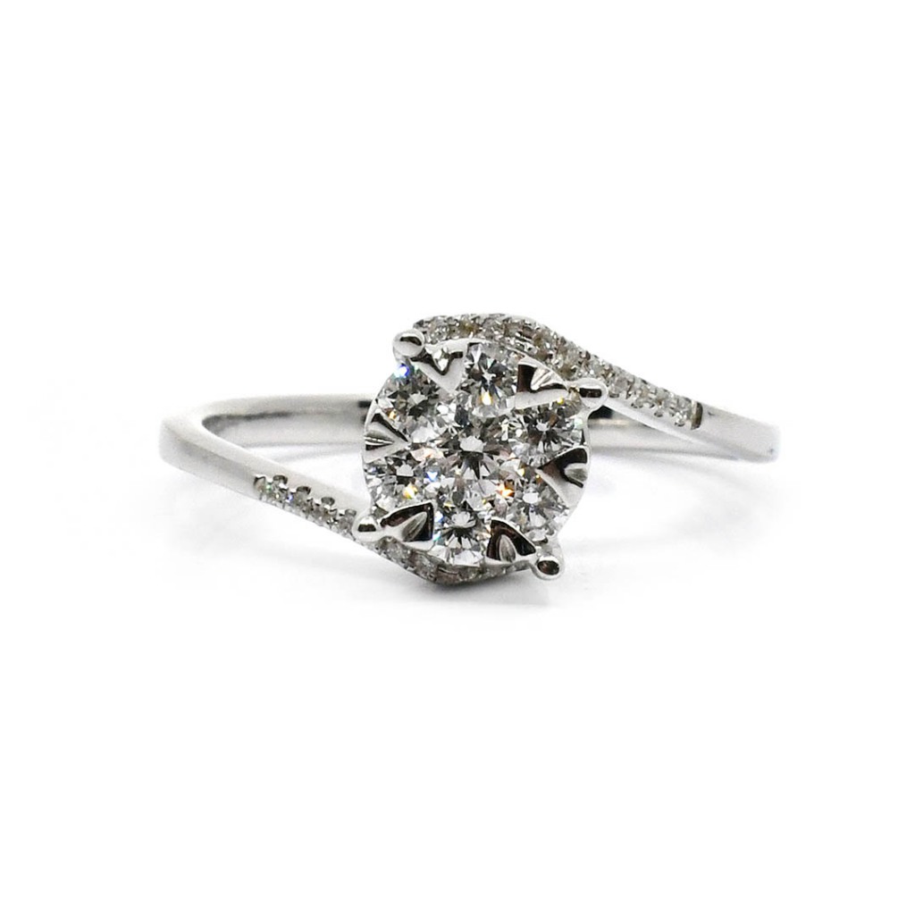 18K Italian Made White Gold Lady Ring with Diamonds EL24-X01792 ...