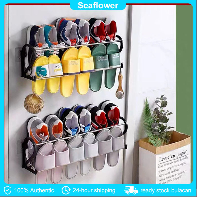 63cm Wall Mounted Slipper Organizer Shoe Rack Slipper Rack Organizer ...
