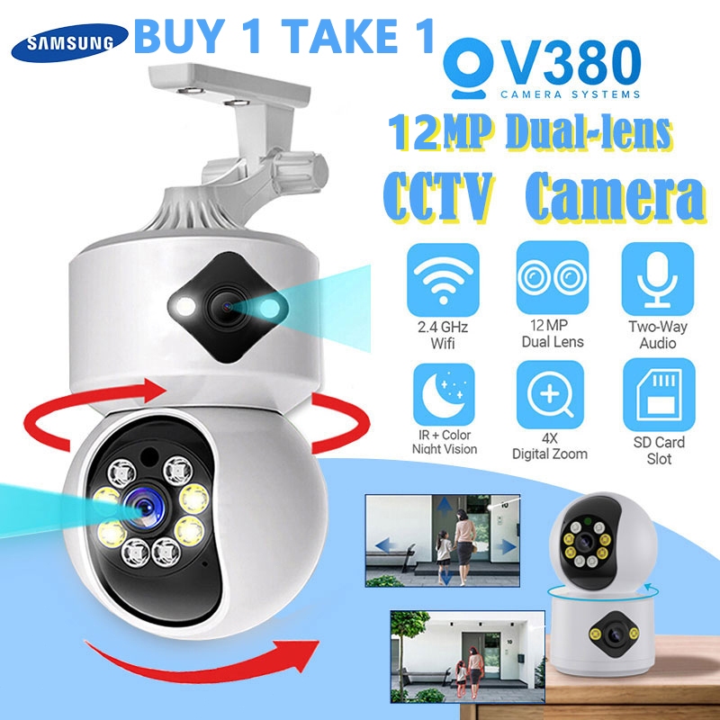 BUY 1 TAKE 1 Samsung CCTV Camera No WIFI Needed Dual Lens 12+12MP Night ...