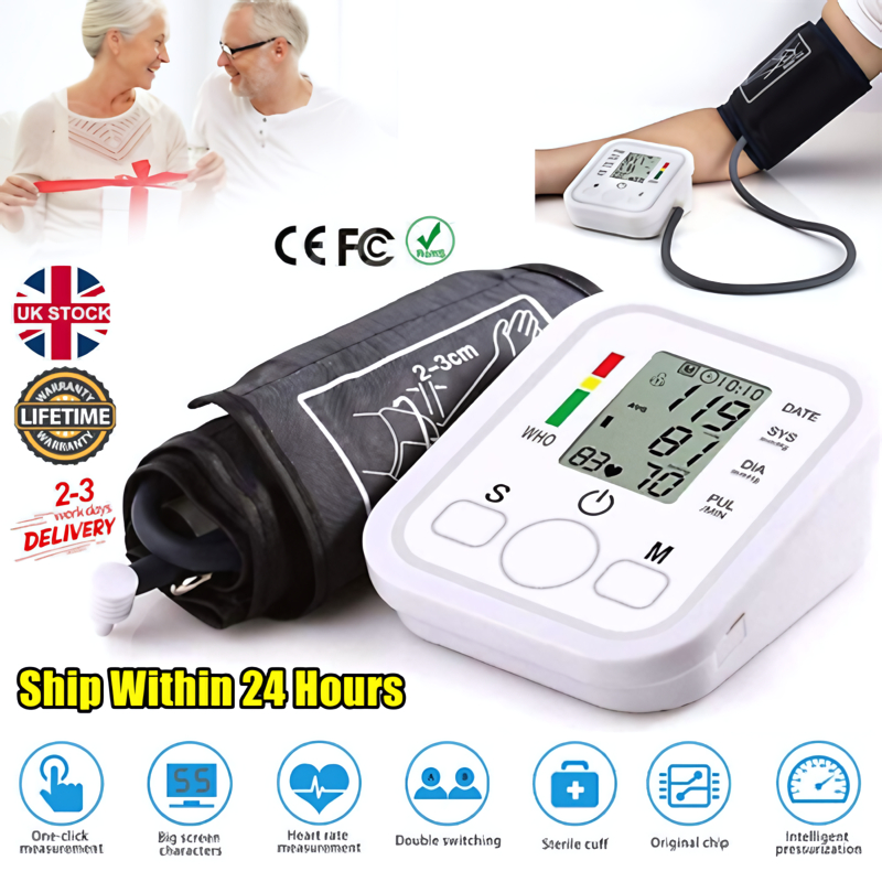 Digital Automatic Blood Pressure Monitor Upper Arm Cuff BP Machine ...