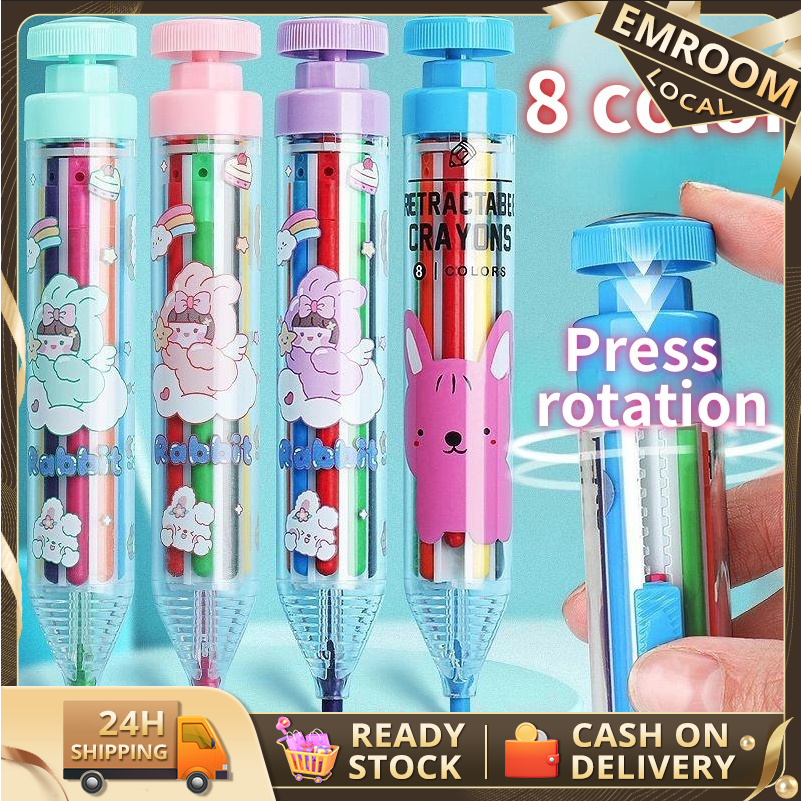 8 in 1 Multi-Color Crayons Retractable Pressing Crayons Art Graffiti ...