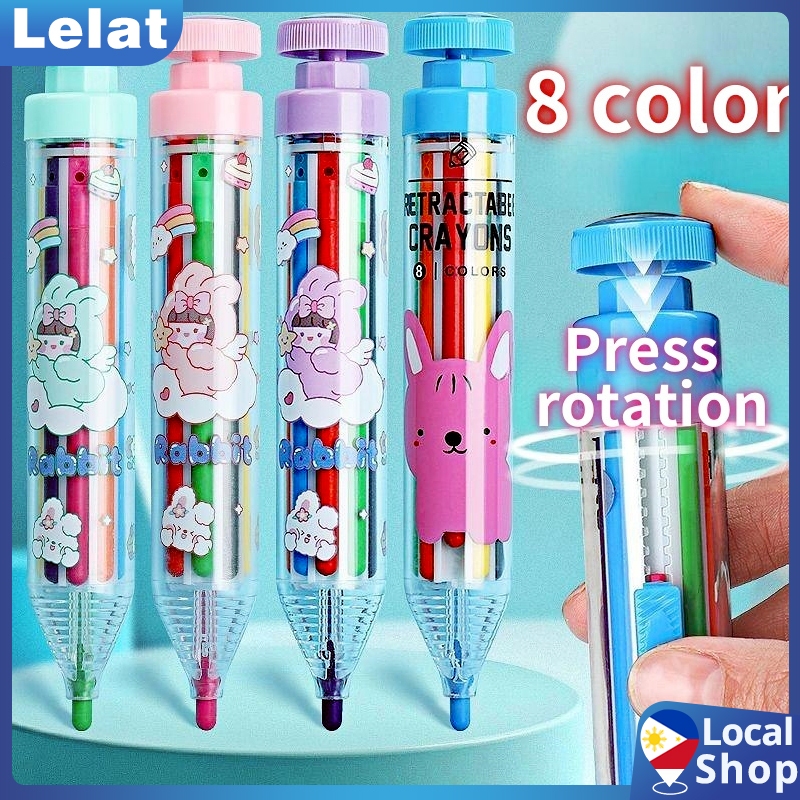 8 In 1 Multi-color Crayon Rotating Pressing Kids Graffiti Crayon Kids ...