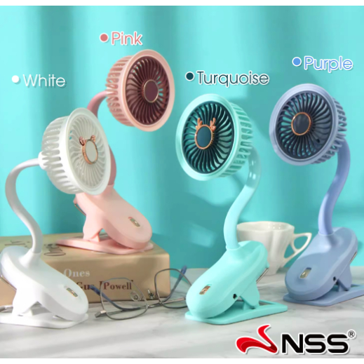 NSS Portable Mini Hand Clip Fan USB Rechargeable Quiet Desktop Electric ...