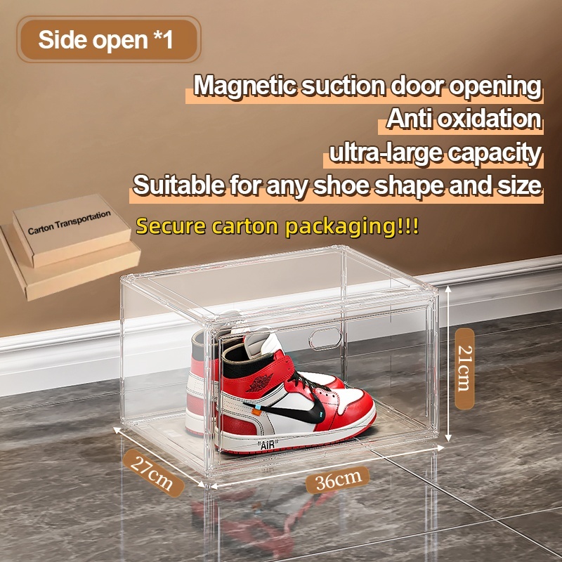 Super shoes villa Acrylic Shoe Box Stackable Magnetic Shoe Rack Transparent Storage Organizer Box Shopee Philippines