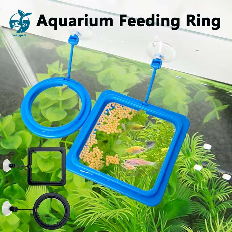 Aquarium Feeding Ring Fish Tank Automatic Floating Feeder with Suction ...