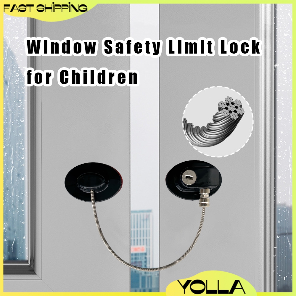 2 Pcs Child Safety Lock Cabinet Window Safety Limit Lock Steel Cable ...