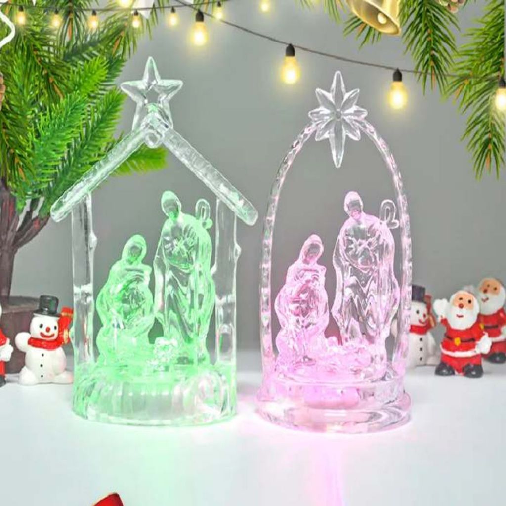 LED Lighted Holy Family with Stable Christmas Tabletop Figurine ...