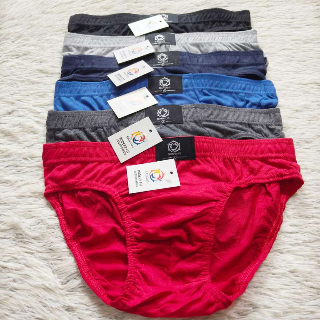 12-6PCS PLAIN DESIGN GARTERIZED BRIEF FOR MEN | Shopee Philippines