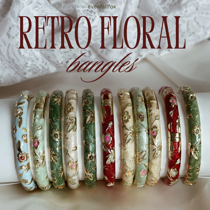 𝓥𝓲𝓷𝓽𝓪𝓰𝓮 𝓑𝓸𝓾𝓺𝓾𝓮𝓽𝓼 ༻ floral retro enamel bangles | cottagecore & flowers ...