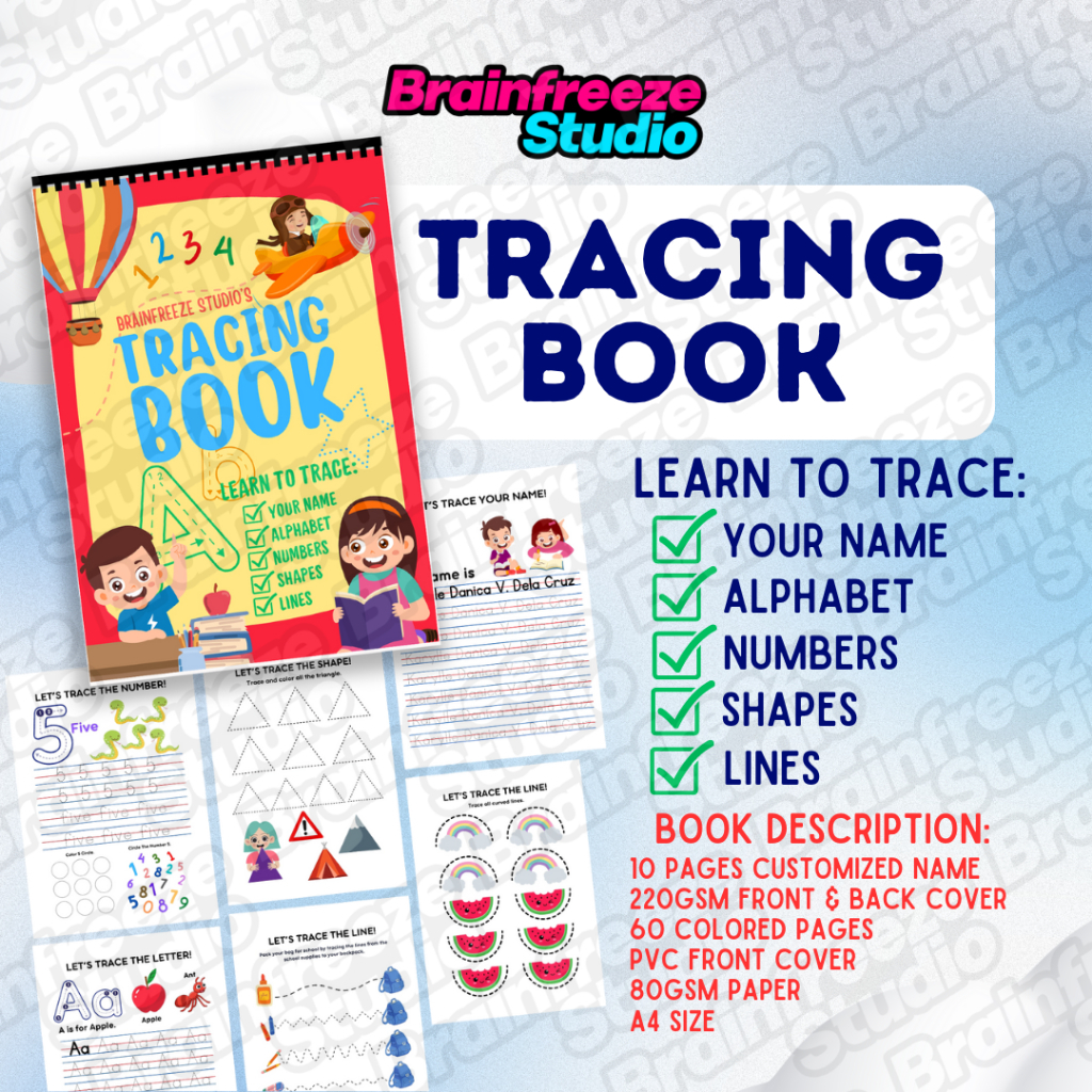 Customized Tracing Book for Children A4 Size 80gsm Personalized Name ...