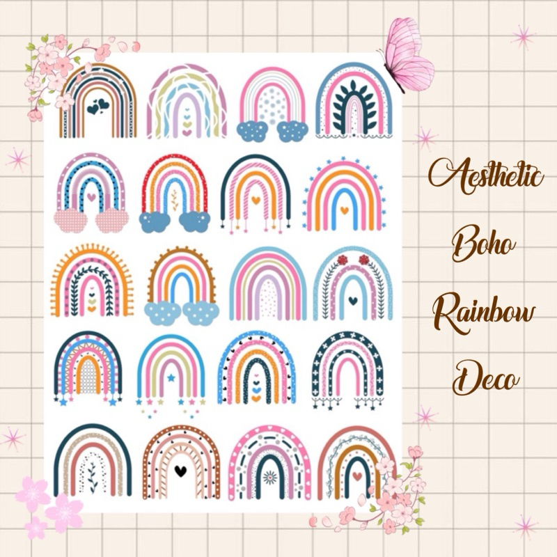 Aesthetic Boho Rainbow Deco Sticker Pack Die-cut | Shopee Philippines