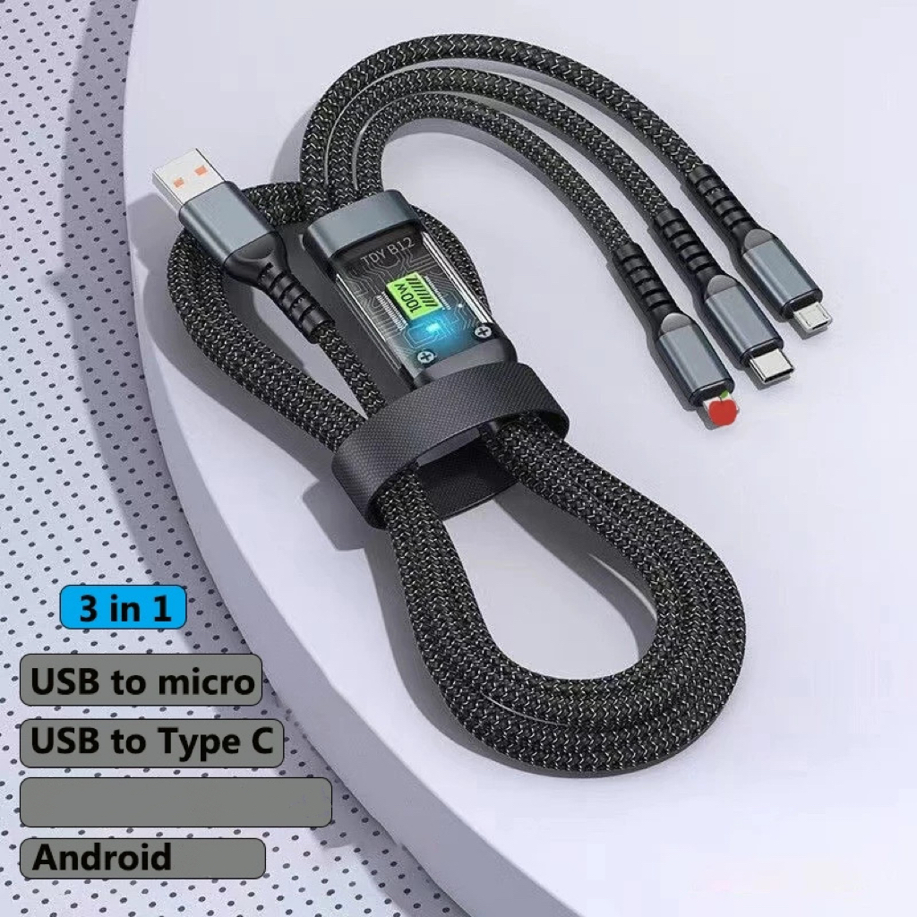Smilee New Transparent Luminous 3 in 1 100W Micro USB Type C Super Fast ...