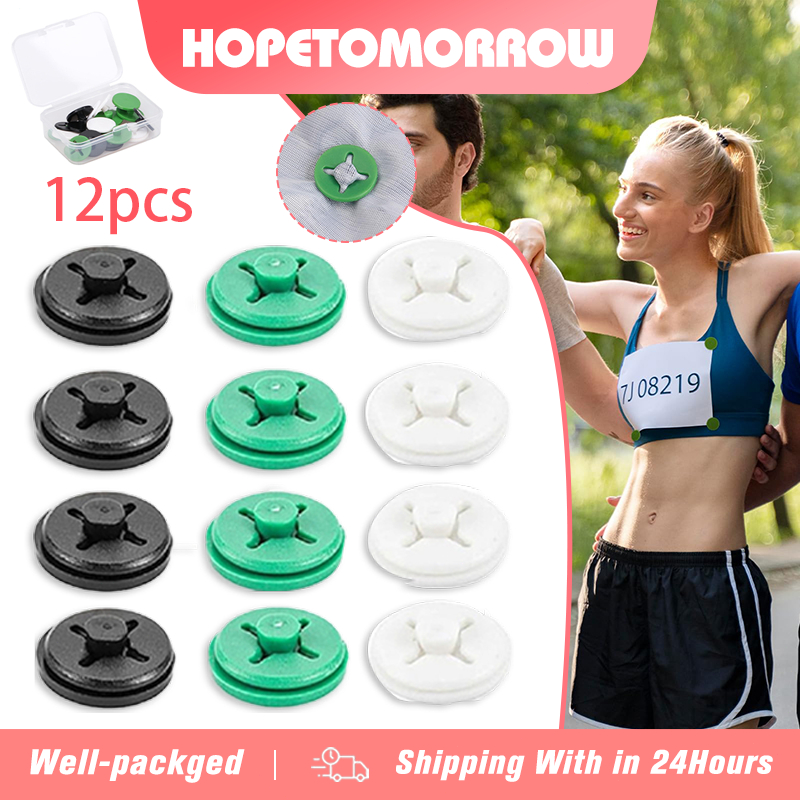 12pcs Running Bib Clips Race Number Buckle Fixing System Triathlon Race ...