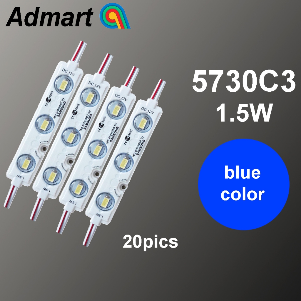 Outdoor LED Module ZZ5730-C3-DC: 12V- Blue 1.5watts (20pcs) | Shopee ...