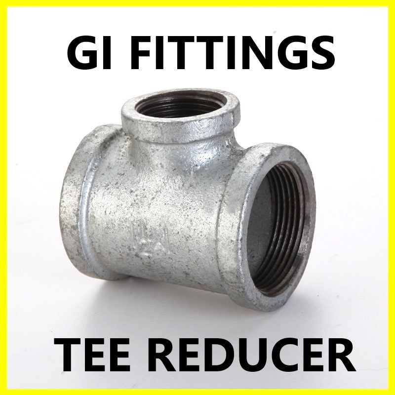 thumbnail image 2 of 3/4 X 3/4 X 1/2 Galvanized Reducing Tee – Pipe-Decor PDG RT-343412 2 of 3