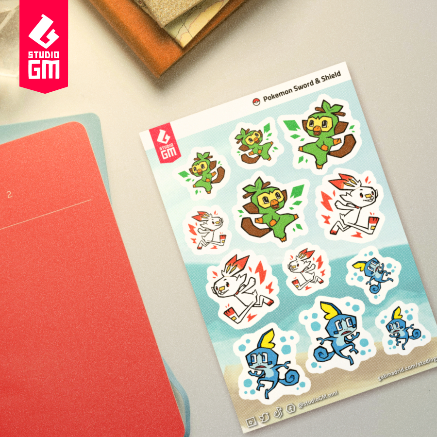 Pokemon Sword Shield Starters Sticker Sheet Grookey Scorbunny Sobble ...