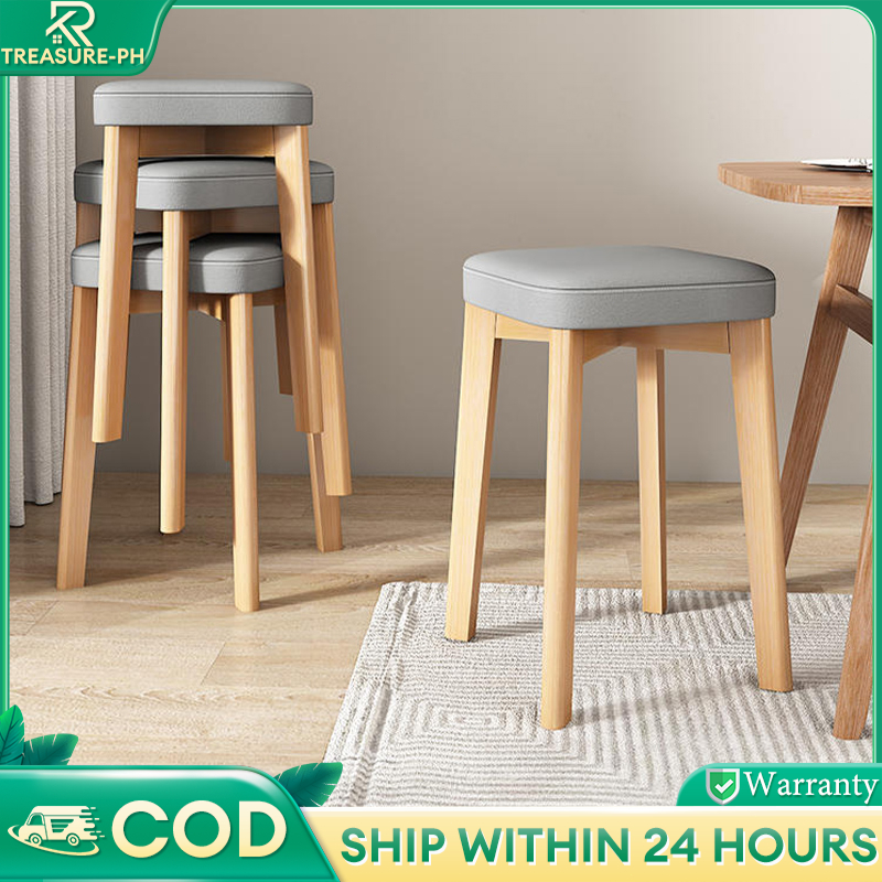 Simple solid wood square stool modern home stool table chair living ...