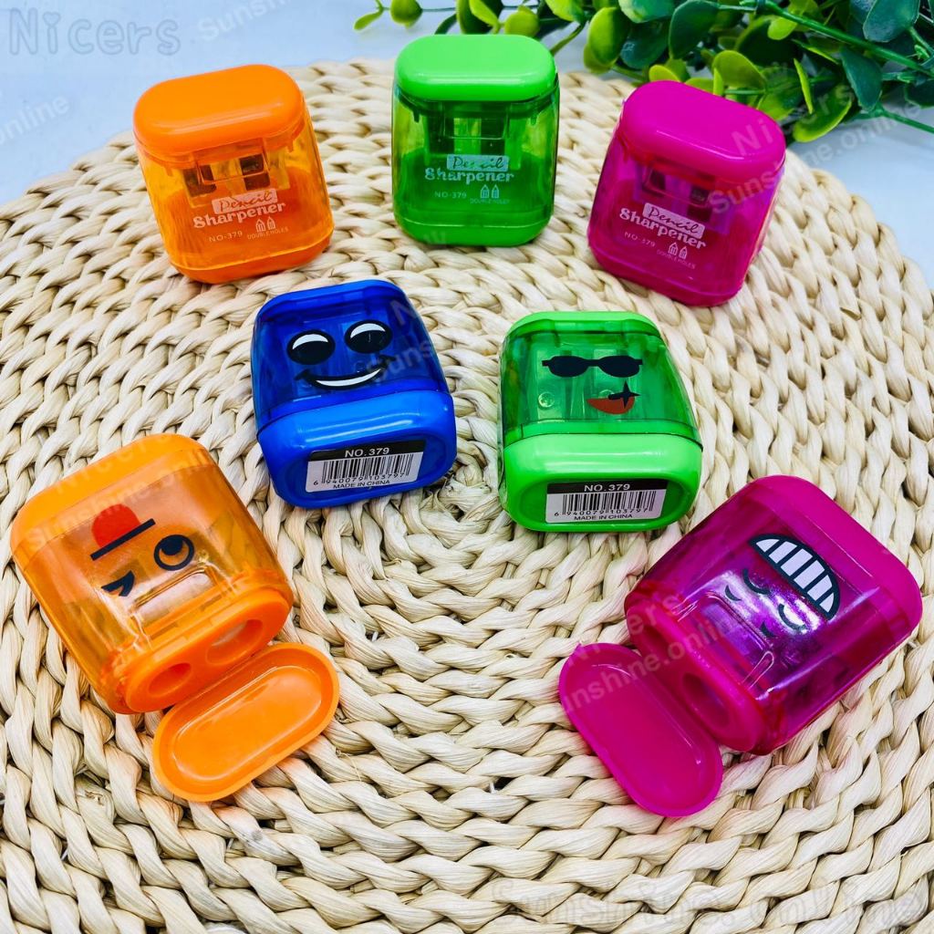 Student Plastic Color Transparent Pencil Sharpener Double Hole Sketch ...
