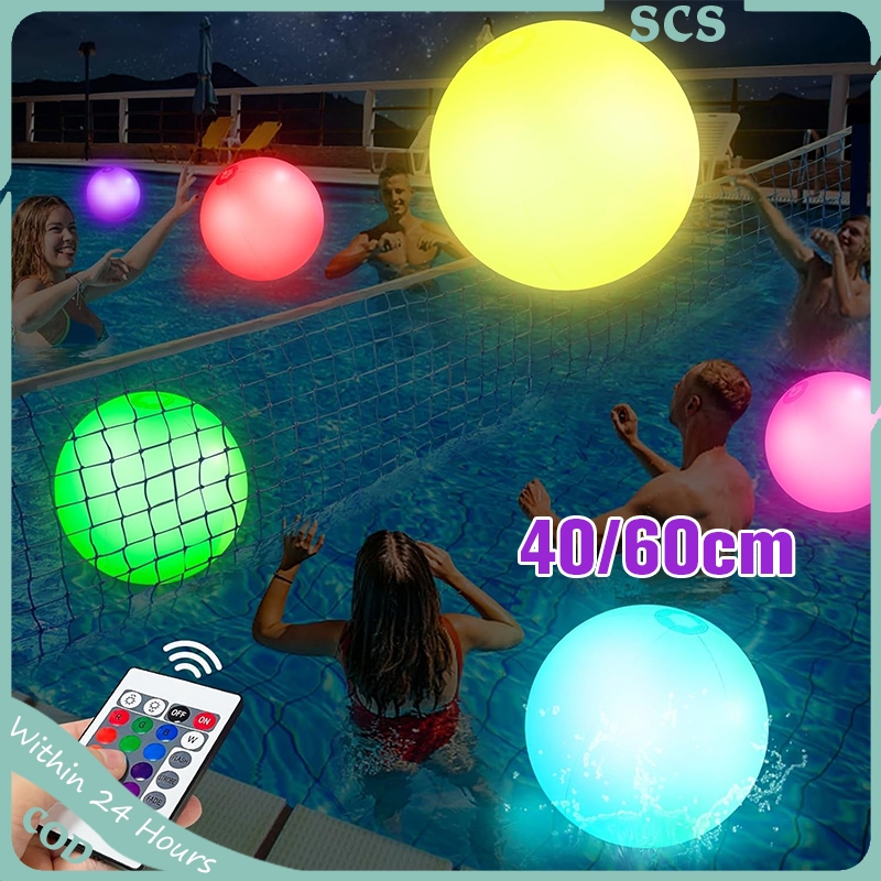 LED Beach Balls 40/60cm Inflatable Light up Ballon Glow in The Dark ...