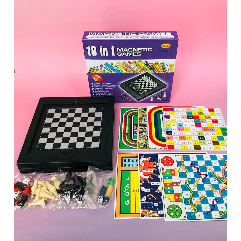 JLT 18in1 Classic Board Games Magnetic All in Games | Shopee Philippines