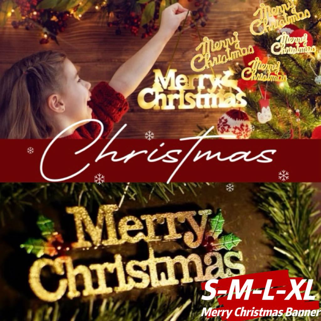 Merry Christmas Decorations Gold Christmas Signage Christmas Banner ...