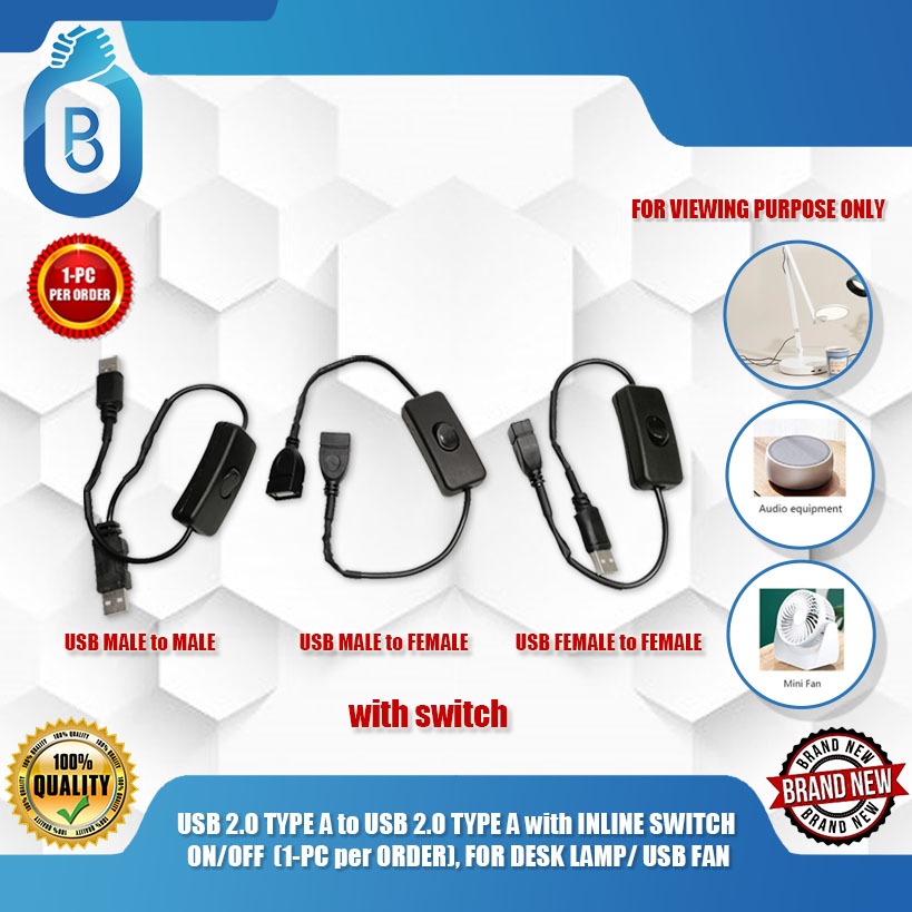 USB 2.0 TYPE A to USB 2.0 TYPE A with INLINE SWITCH ON/OFF (1-PC per ...