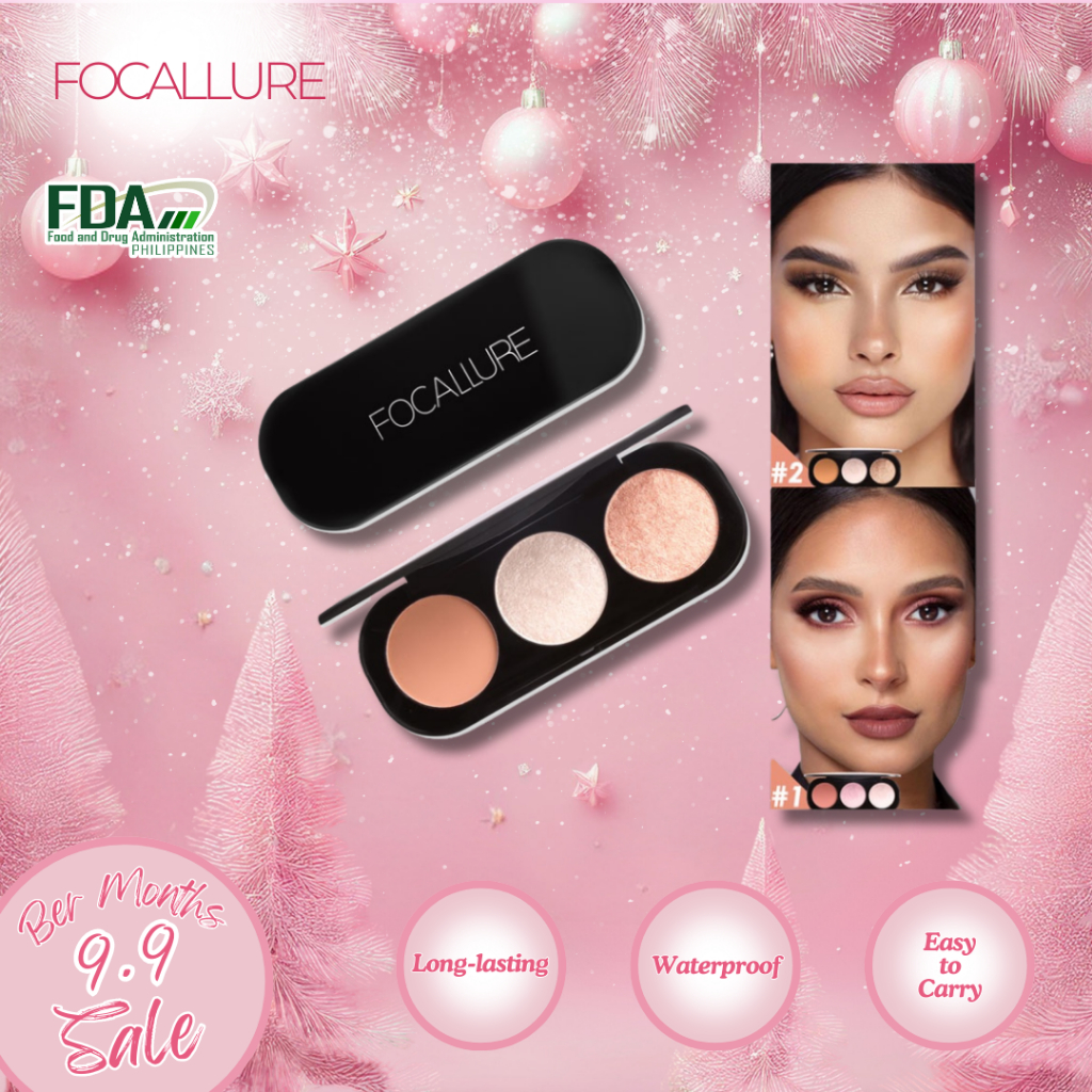 FOCALLURE 3 Colors Eyeshadow Highlighter Palette Face Matte Powder ...