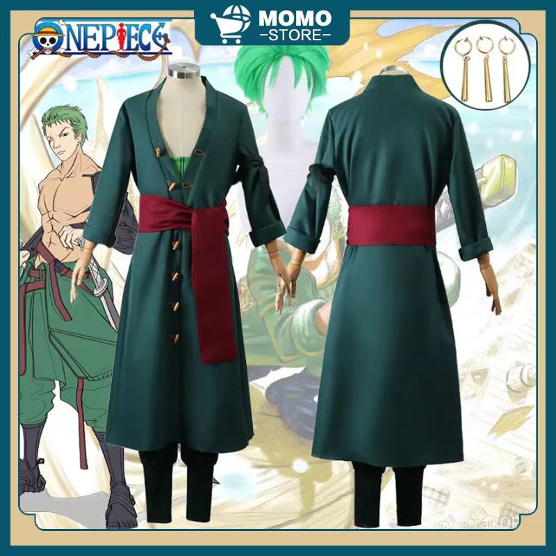 Cosplay Costume Roronoa Zoro Season 2 Fullset Grey Men Halloween Carnival Party Outfits