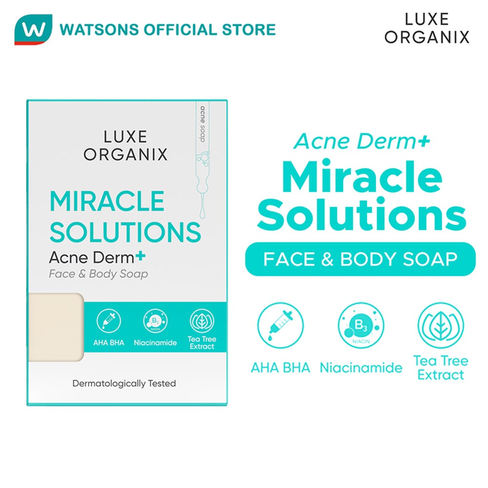 LUXE ORGANIX Miracle Solutions AHA/BHA Soap For Face & Body 135g ...