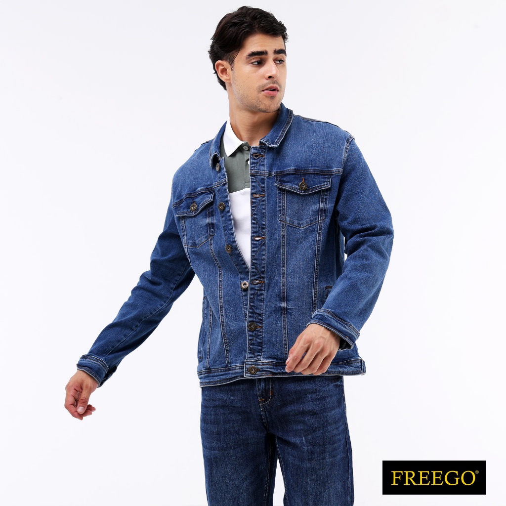 Freego Mens Denim Jacket W/O Hood GMT07-0047 | Shopee Philippines