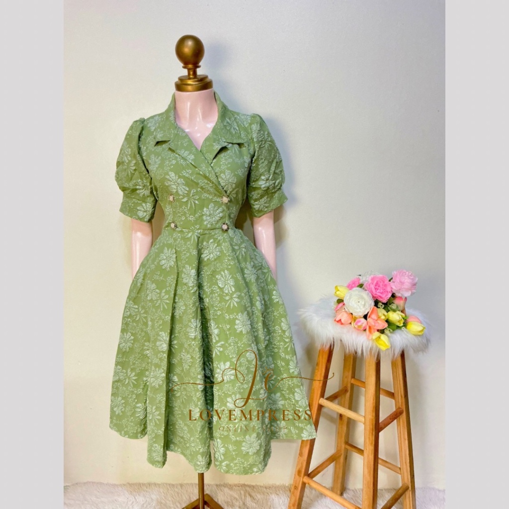green jacquard samantha dress HATCH Collection The Samantha Off-The-Shoulder Jacquard Mini Dress in Black main image 0